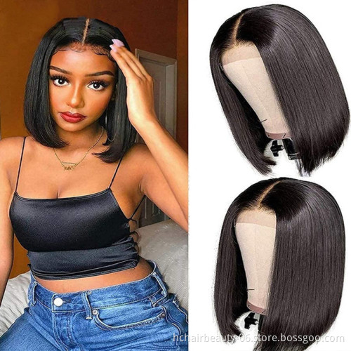 Factory Price Perruques-Naturel Cheveux Humain Lac Wig Colored Lace Human Wig Wholesale Peruvian Bob Wigs